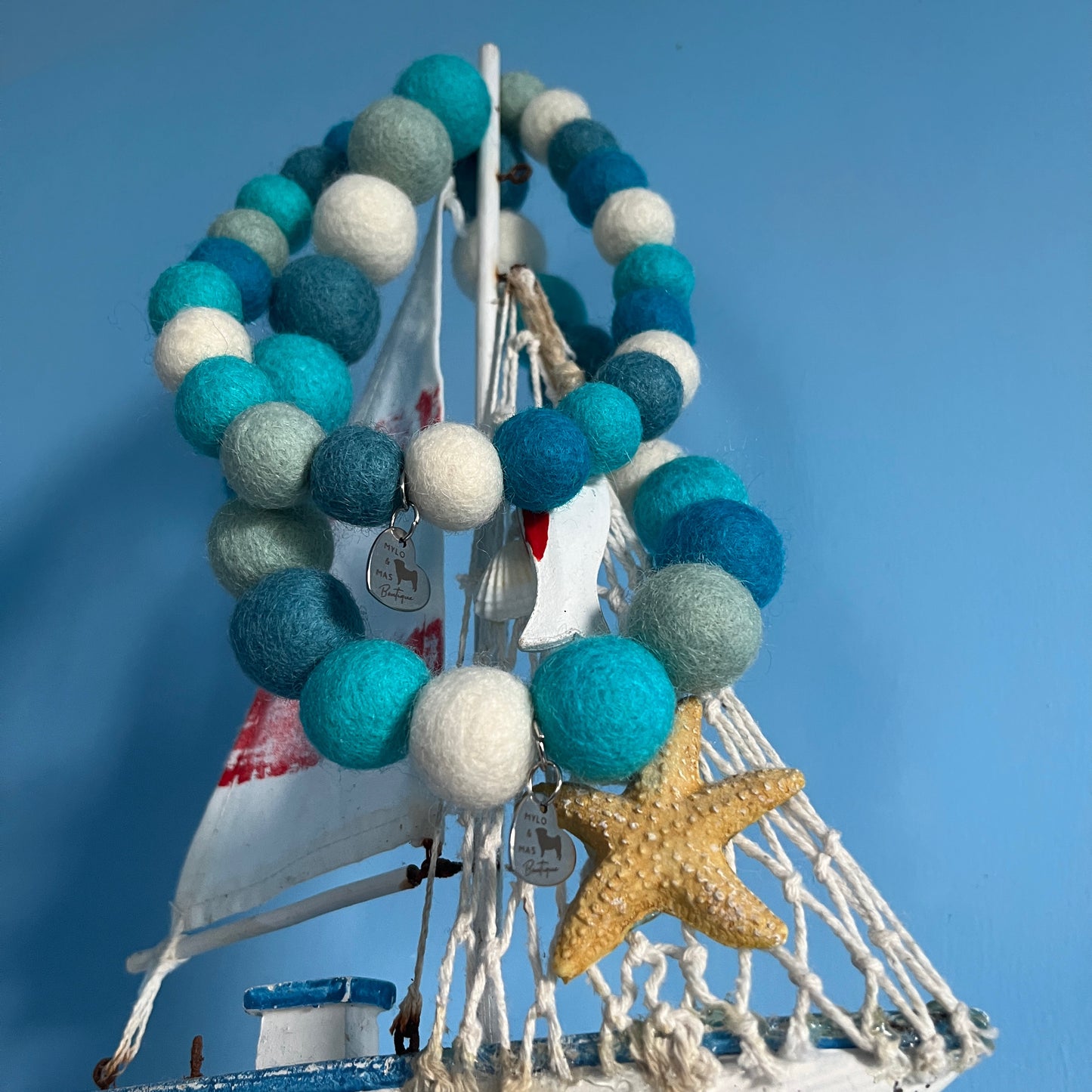 Dog Pom Pom Necklace - Sea Vibes