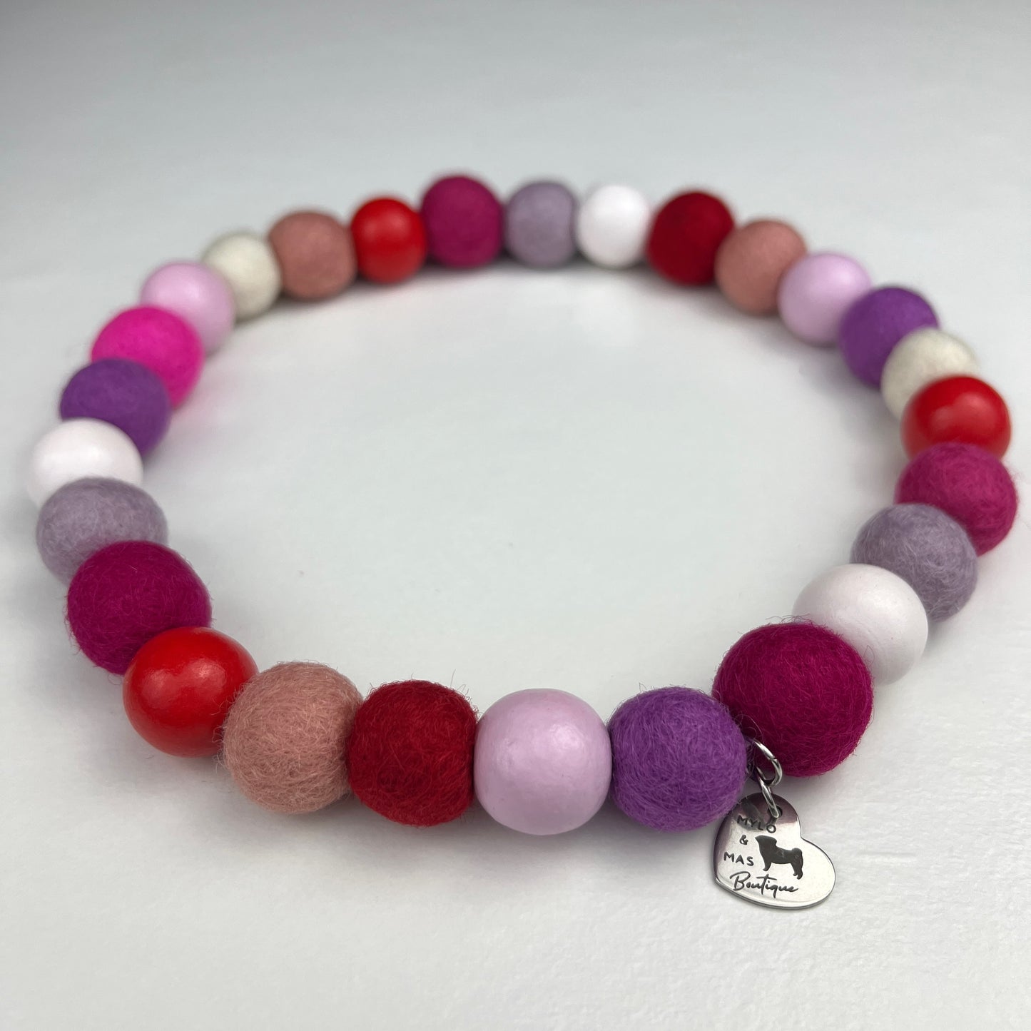 Dog Pom Pom Necklace - Valentine's edition