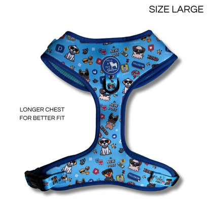 Dog Adjustable Harness - Social Media Star Blue