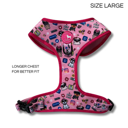 Dog Adjustable Harness - Social Media Star Pink