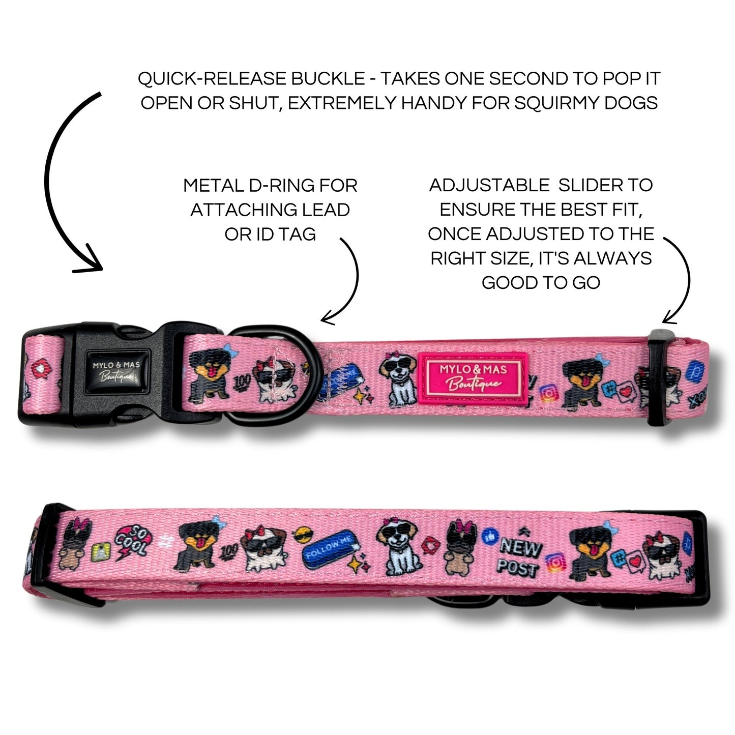 Dog Collar - Social Media Star Pink