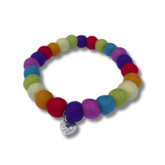 Dog Pom Pom Necklace - Rainbow