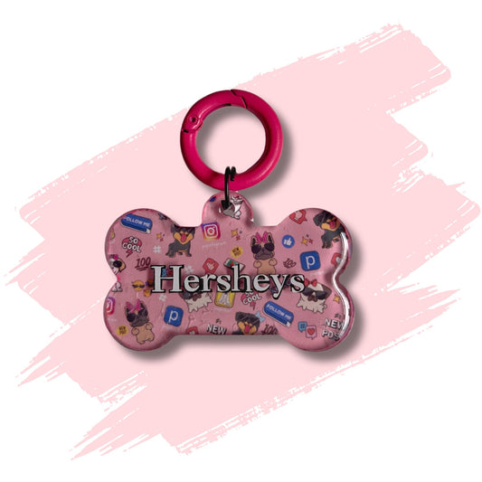 Dog Resin ID Tag - Social Media Star Pink